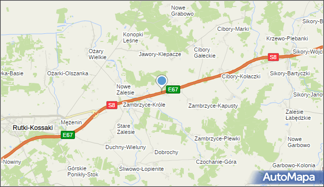 mapa Nowe Zambrzyce, Nowe Zambrzyce na mapie Targeo